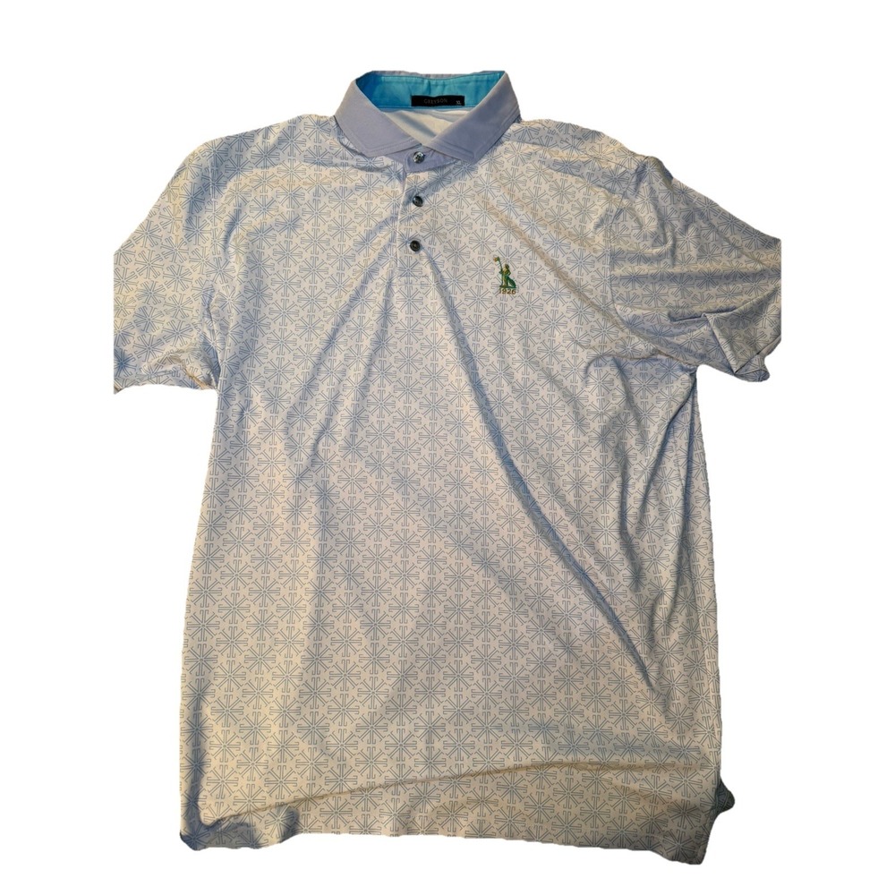 Men's Greyson Golf Polo Grey/Light Blue pattern size XL